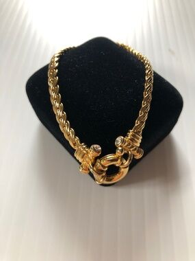 Vintage gold tone double wheat chain bracelet